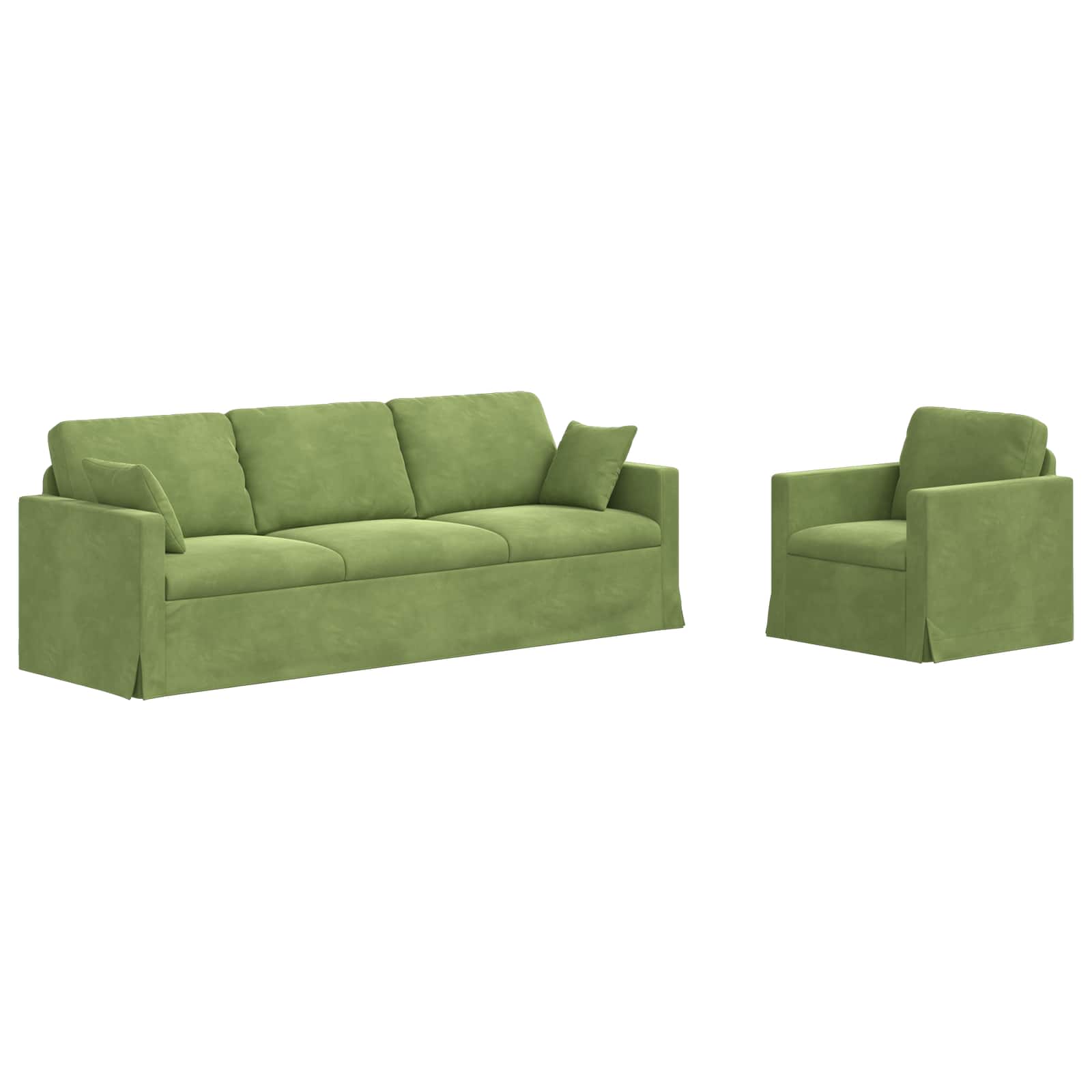 Bank 2 pcs Lichtgroen 228 x 78 x 80 cm Fluweel