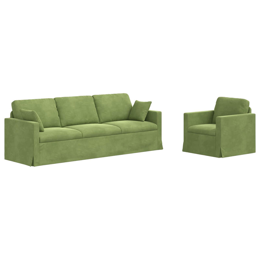 Bank 2 pcs Lichtgroen 228 x 78 x 80 cm Fluweel