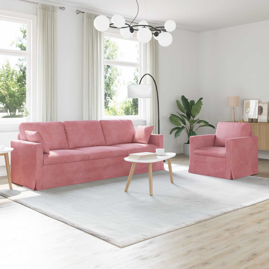 Bank 2 pcs Roze 228 x 78 x 80 cm Fluweel