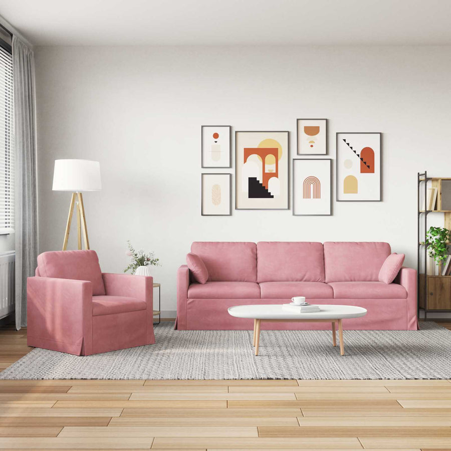 Bank 2 pcs Roze 228 x 78 x 80 cm Fluweel