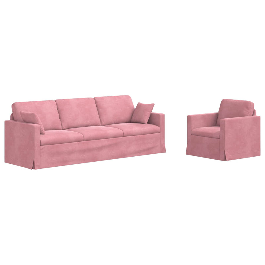 Bank 2 pcs Roze 228 x 78 x 80 cm Fluweel