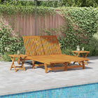 Sun Lounger Brown Solid Acacia Wood