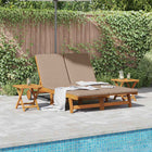 Sun Lounger with Cushion Taupe Solid Acacia Wood