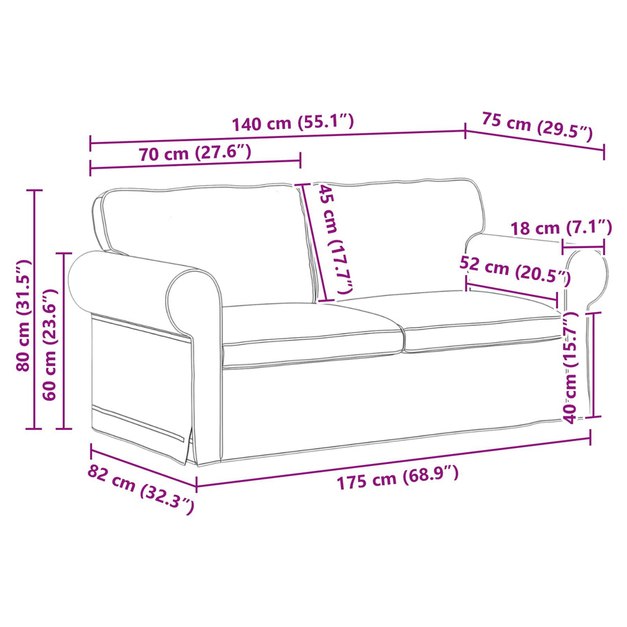 Bank Zwart 215 x 82 x 80 cm Metaal