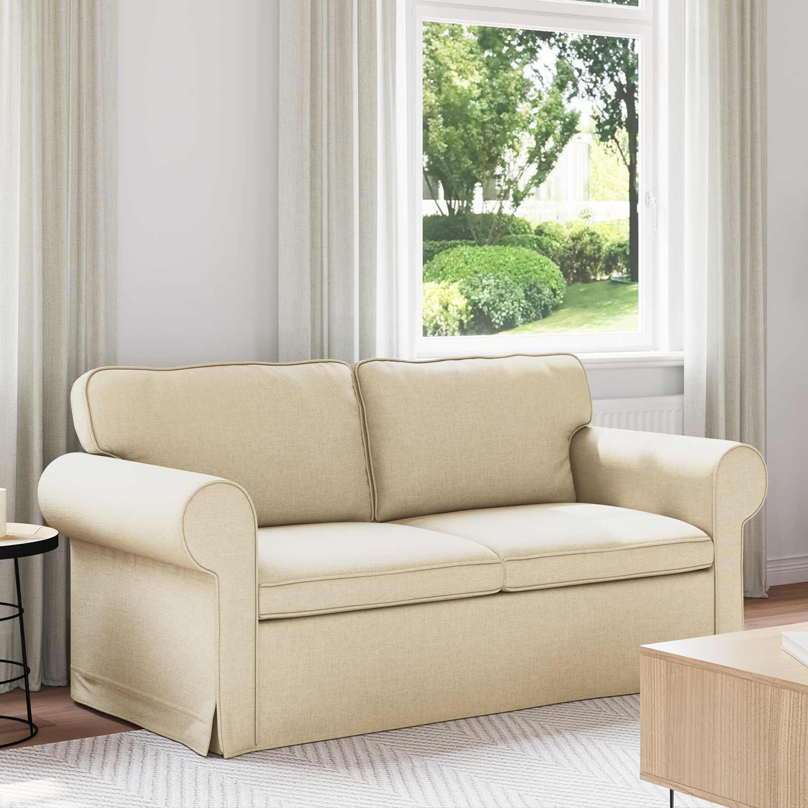 Bank Crème 215 x 82 x 80 cm Metaal
