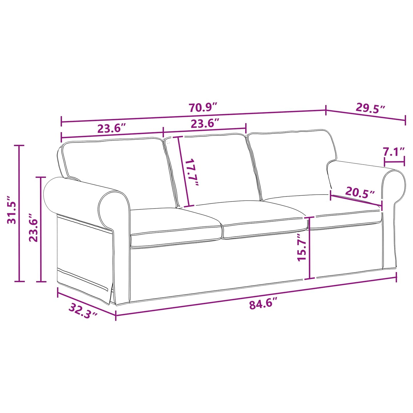 Bank Donkergrijs 215 x 82 x 80 cm Metaal