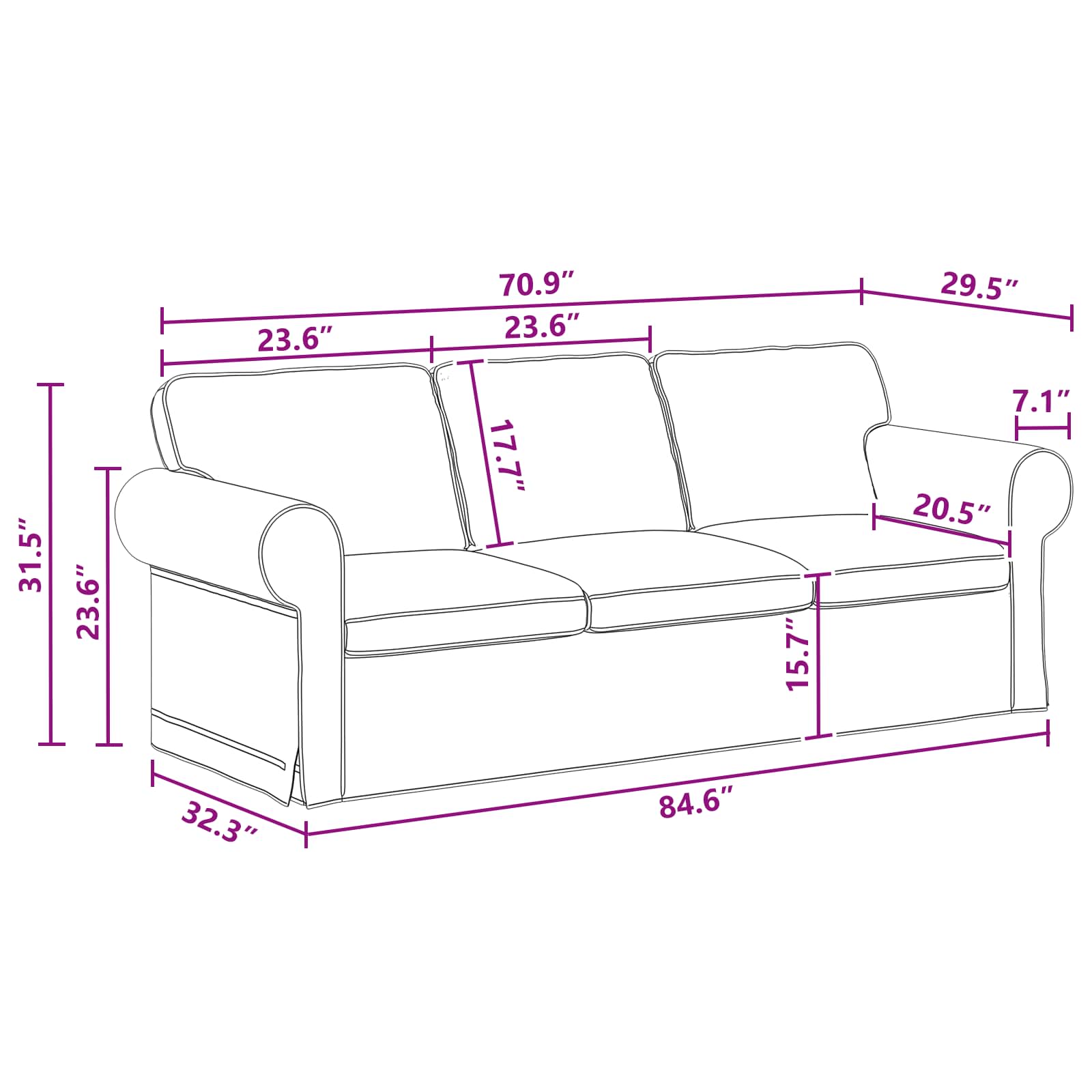 Bank Donkergrijs 215 x 82 x 80 cm Metaal