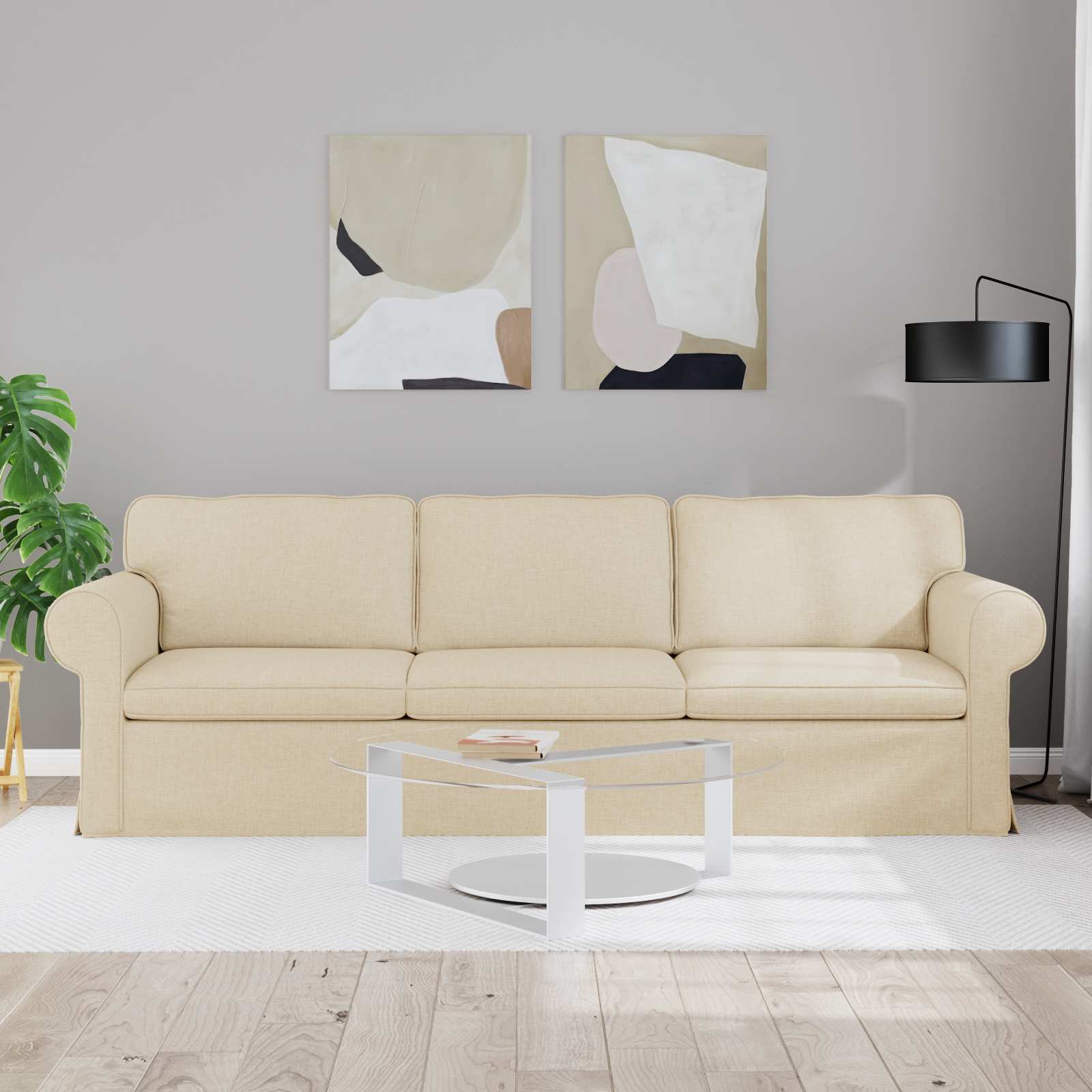 Bank Crème 215 x 82 x 80 cm Metaal
