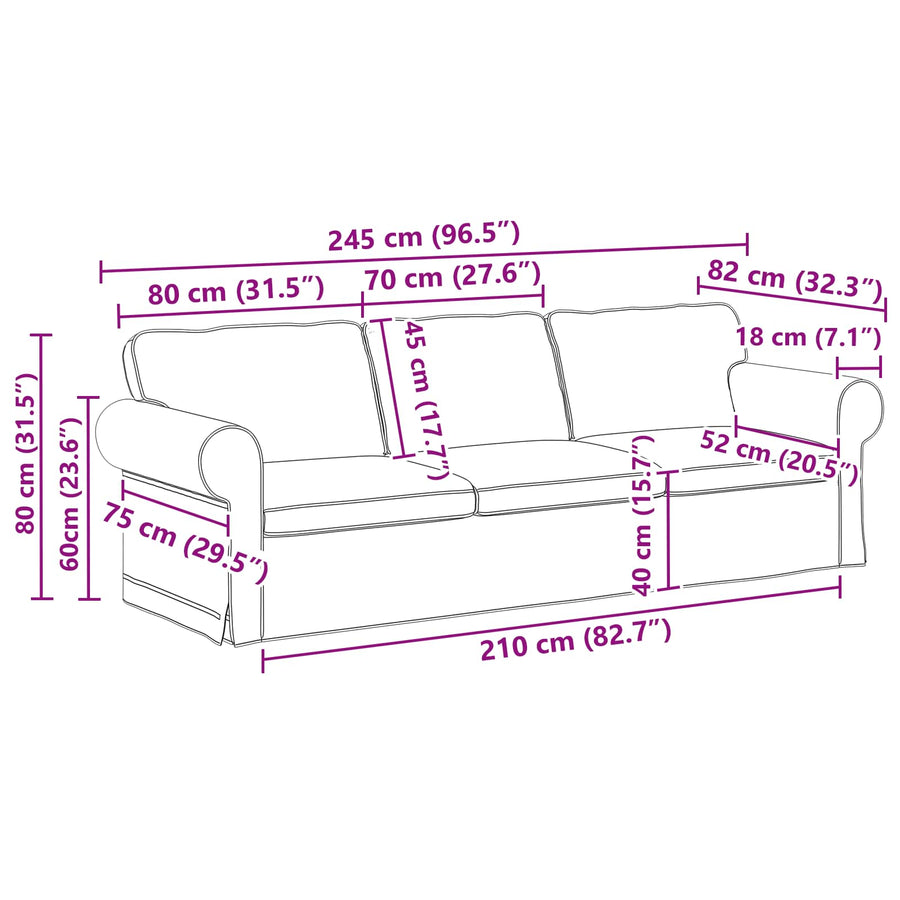 Bank Blauw 245 x 82 x 80 cm Stof