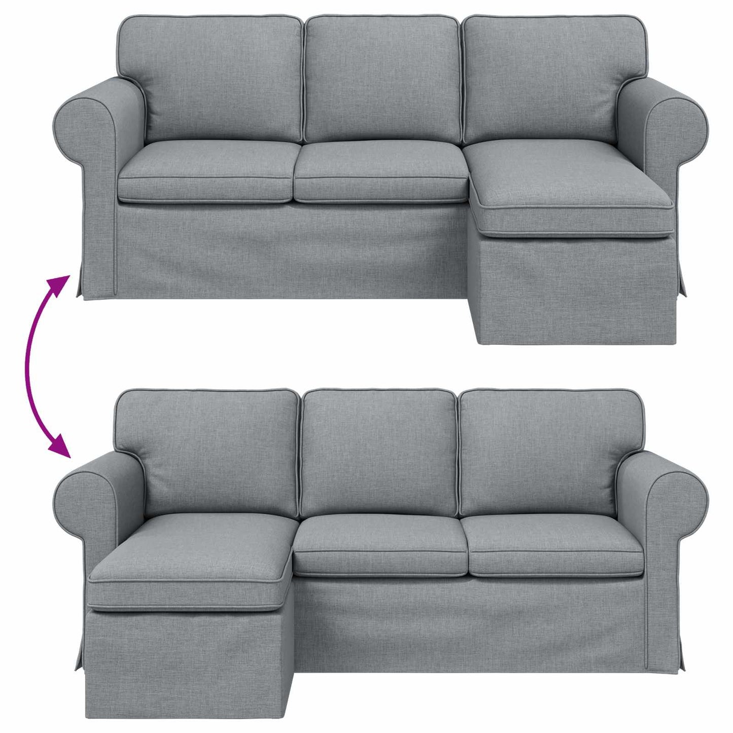 Bank Lichtgrijs 215 x 138 x 80 cm Metaal