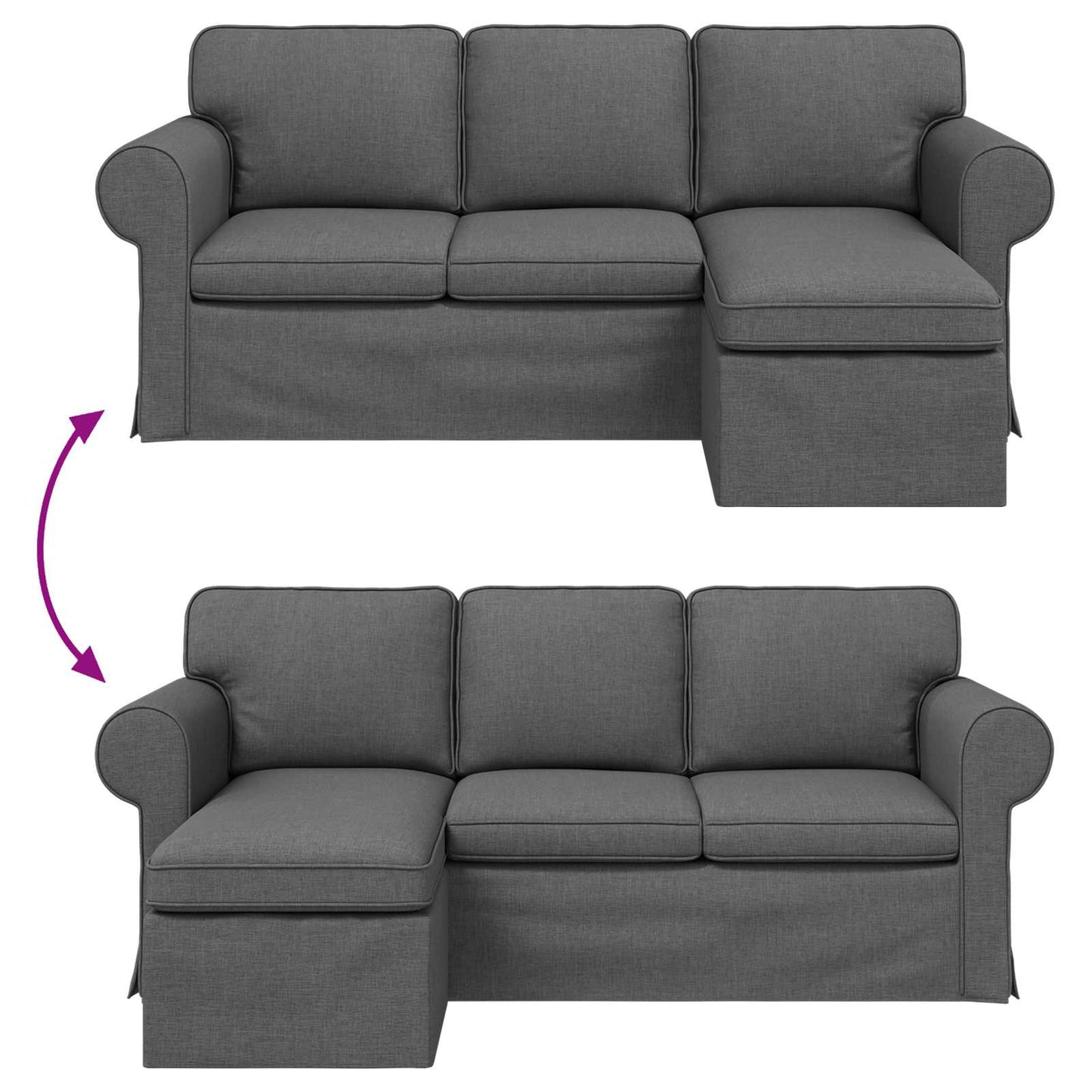 Bank Donkergrijs 215 x 138 x 80 cm Metaal