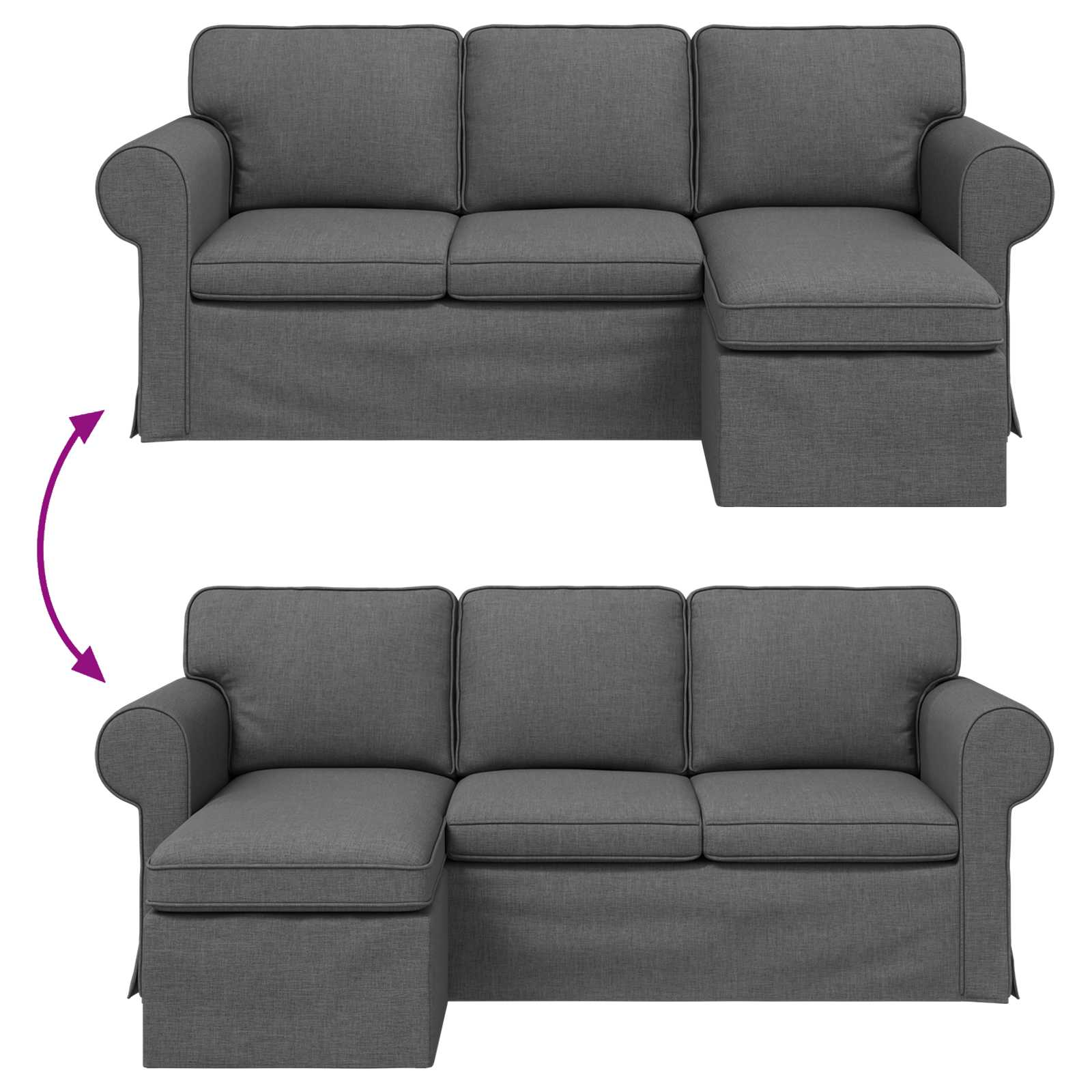 Bank Donkergrijs 215 x 138 x 80 cm Metaal