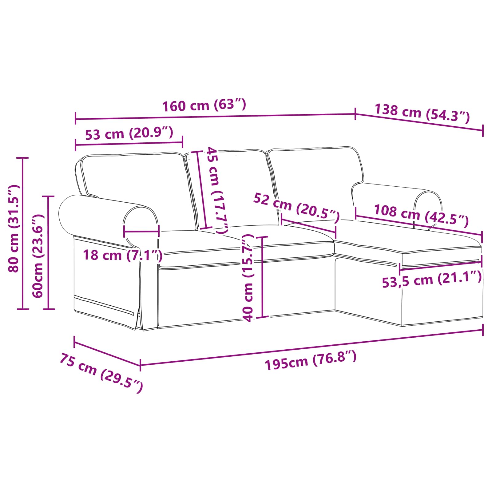 Bank Donkergrijs 215 x 138 x 80 cm Metaal