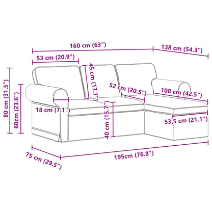 Bank Donkergrijs 215 x 138 x 80 cm Metaal