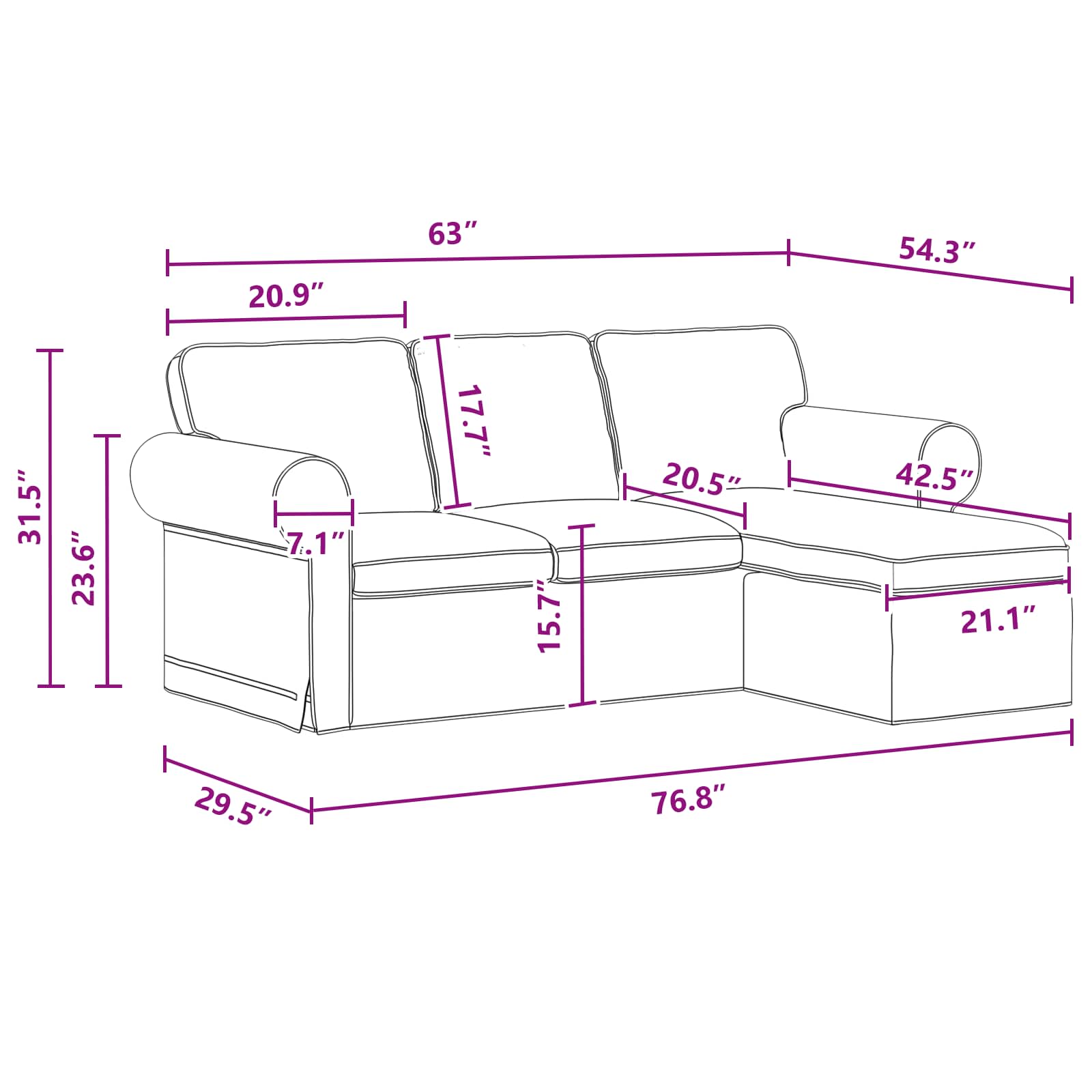 Bank Donkergrijs 215 x 138 x 80 cm Metaal
