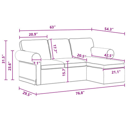 Bank Donkergrijs 215 x 138 x 80 cm Metaal