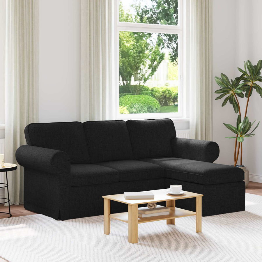 Bank Zwart 215 x 138 x 80 cm Metaal