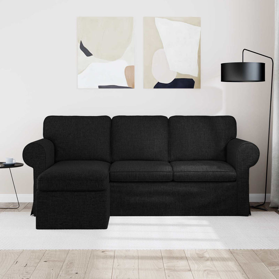 Bank Zwart 215 x 138 x 80 cm Metaal