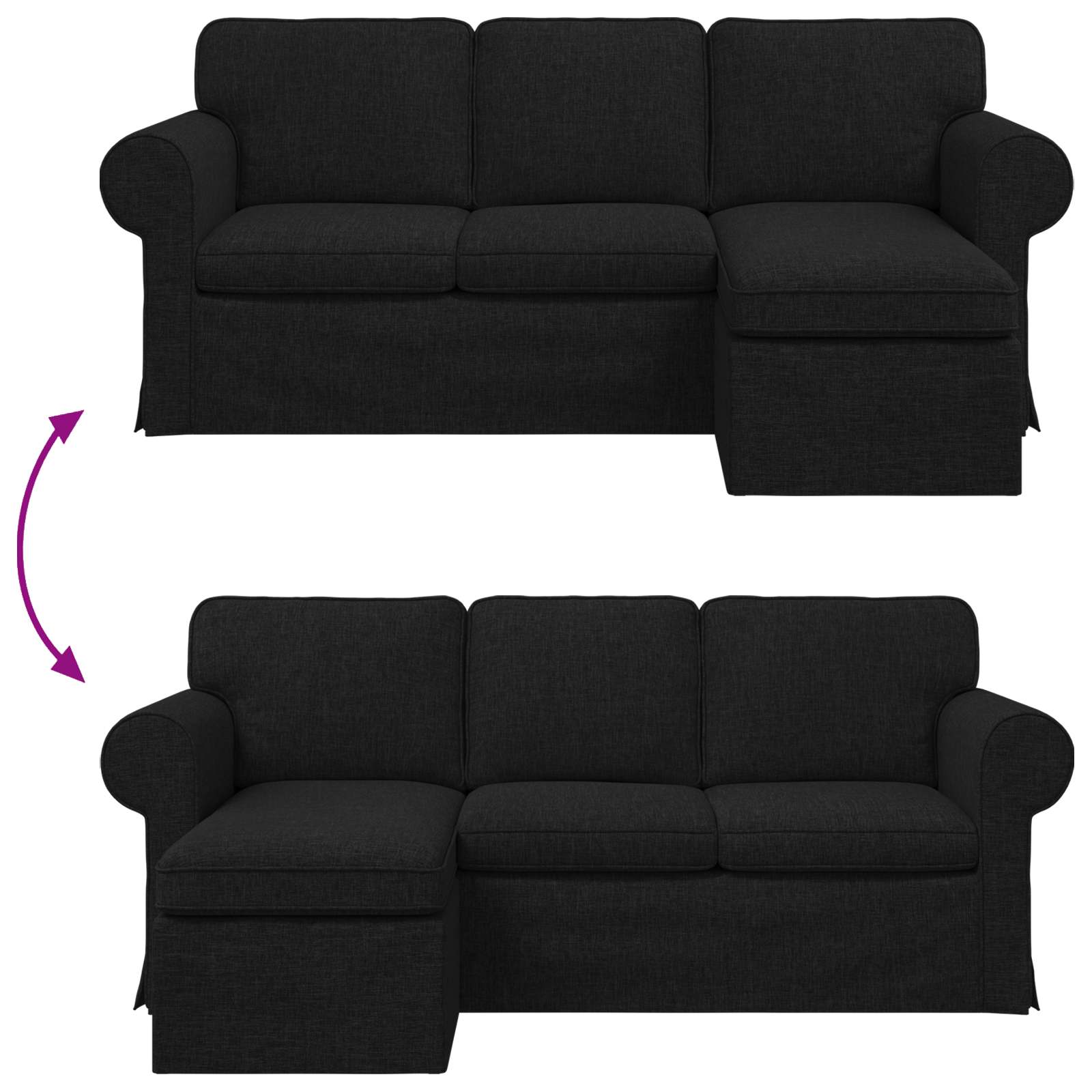Bank Zwart 215 x 138 x 80 cm Metaal