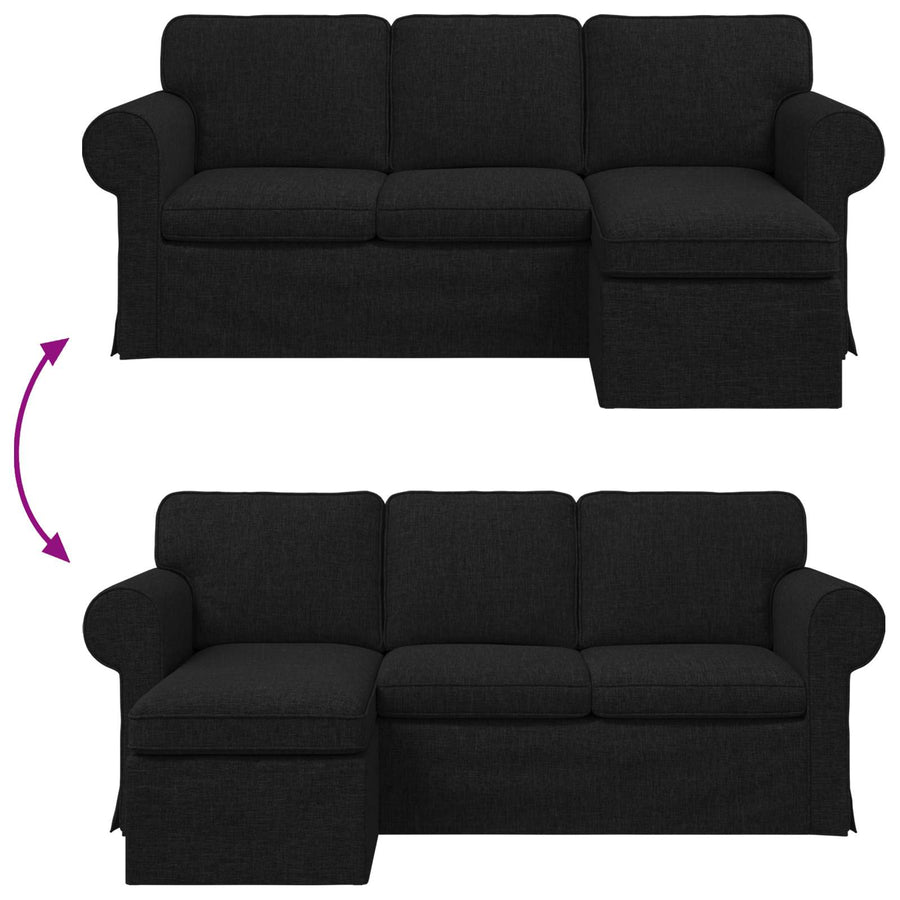 Bank Zwart 215 x 138 x 80 cm Metaal