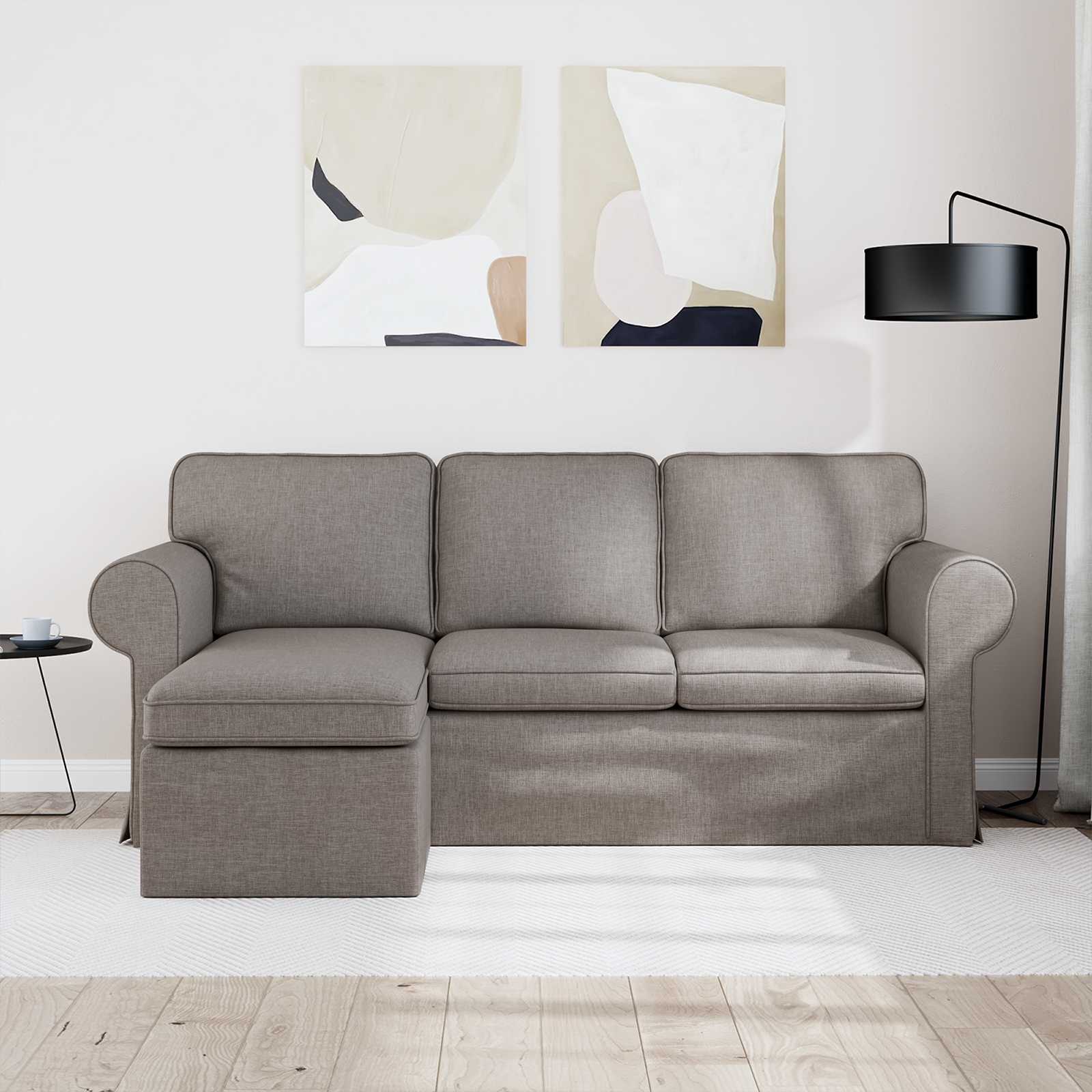 Bank Taupe 215 x 138 x 80 cm Metaal