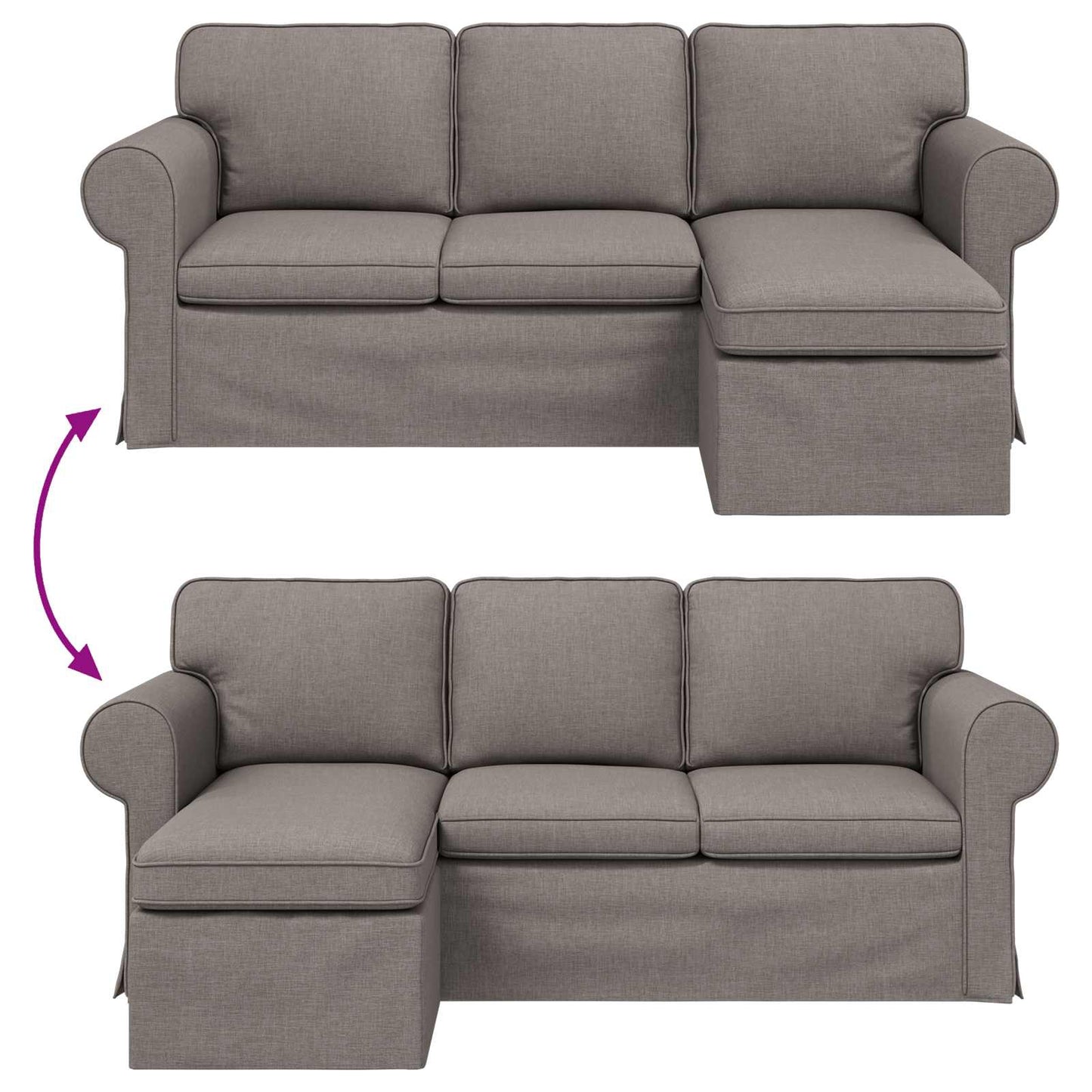 Bank Taupe 215 x 138 x 80 cm Metaal