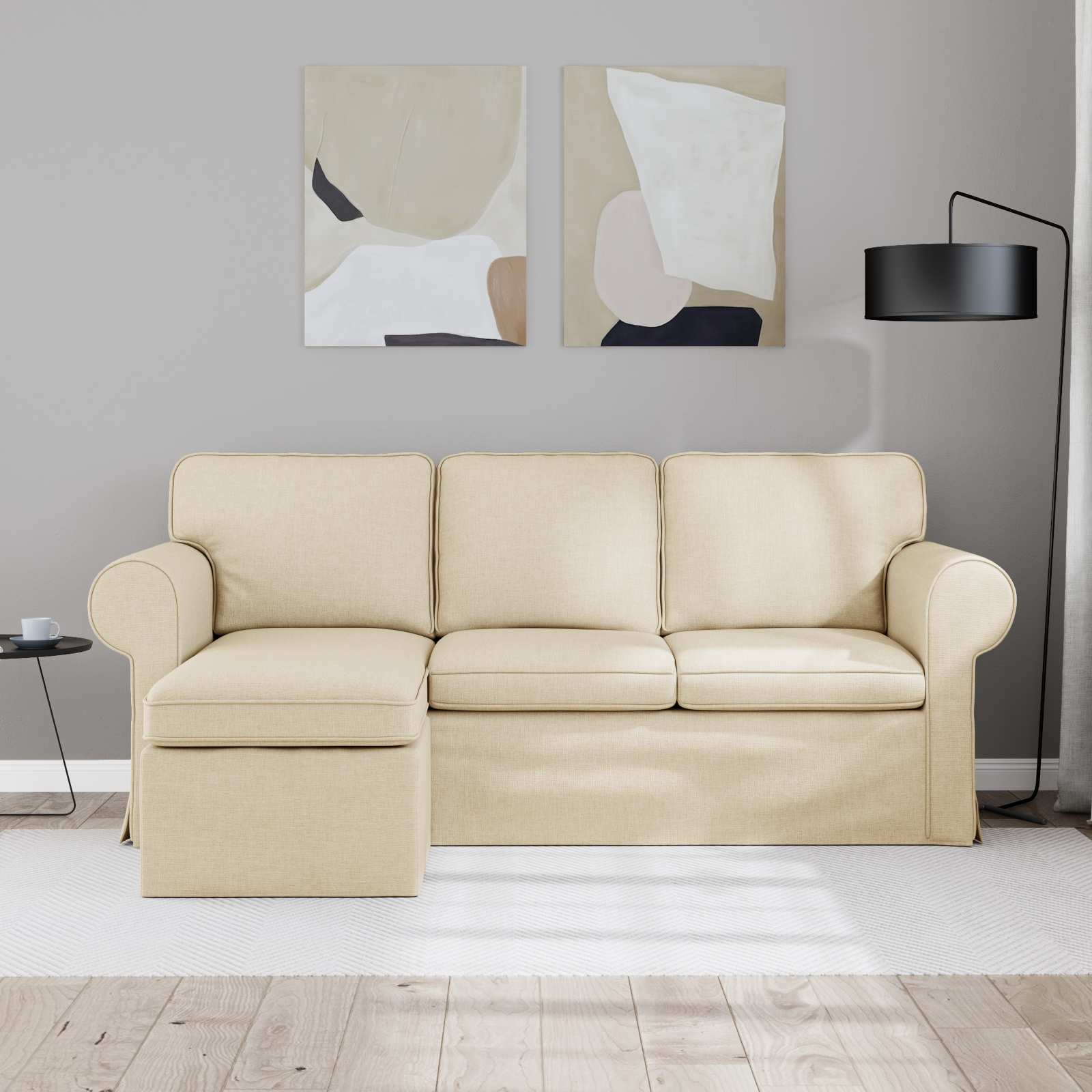 Bank Crème 215 x 138 x 80 cm Metaal