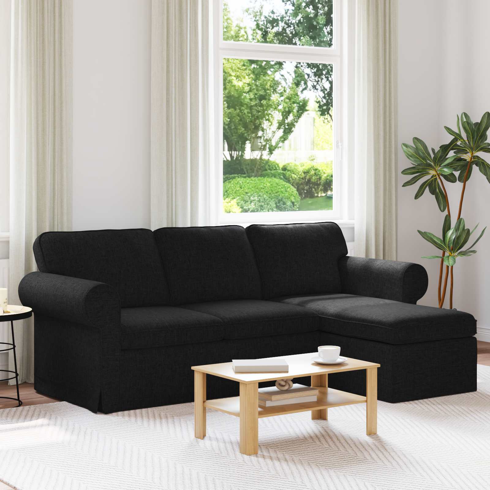 Bank Zwart 215 x 138 x 80 cm Metaal