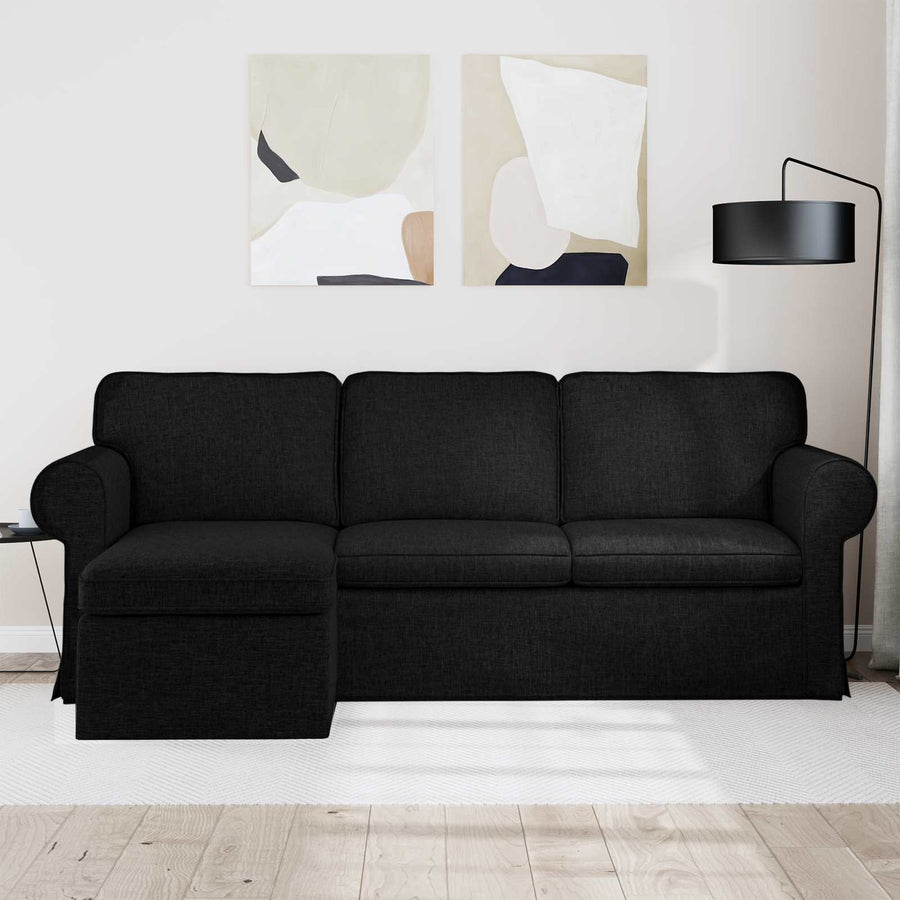 Bank Zwart 215 x 138 x 80 cm Metaal