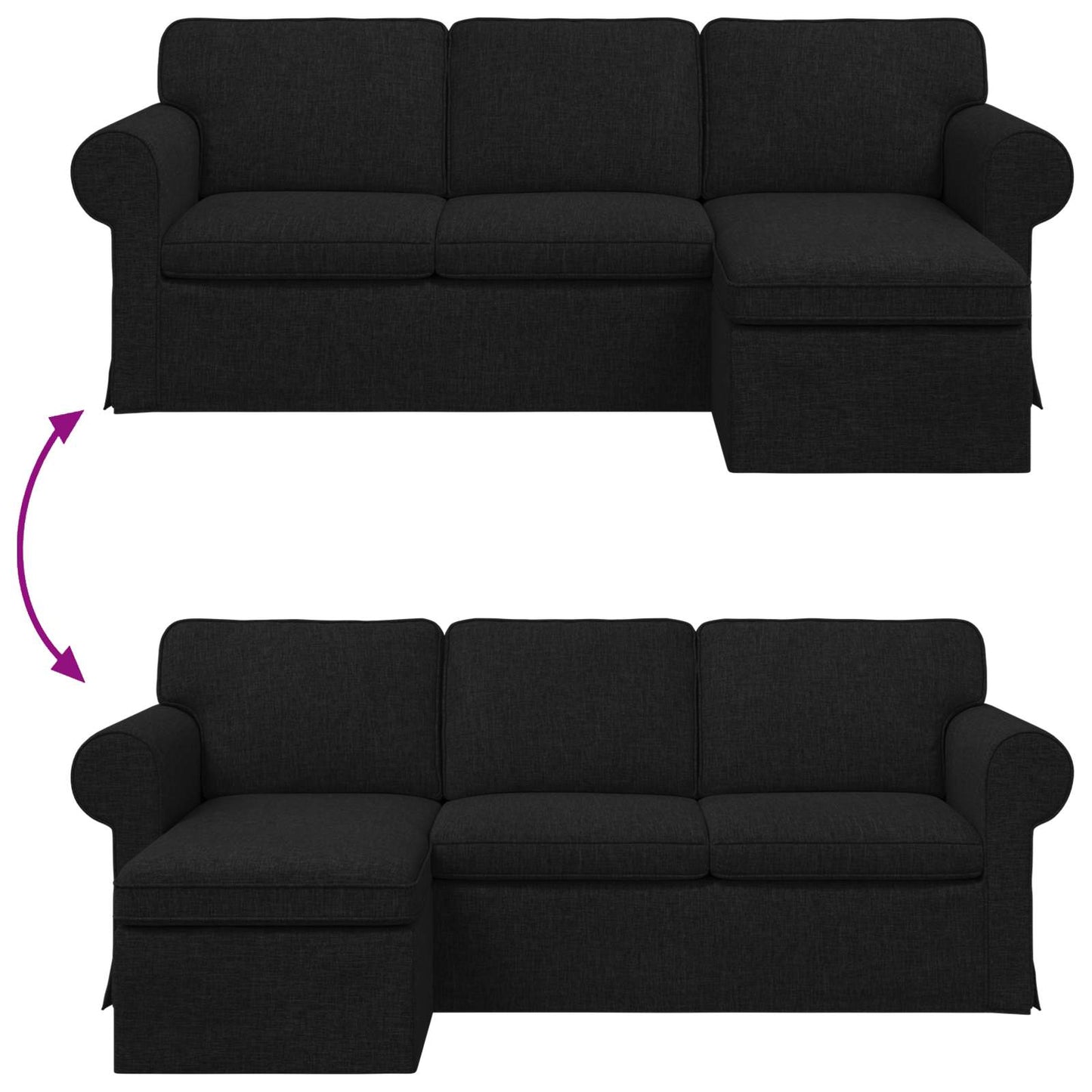 Bank Zwart 215 x 138 x 80 cm Metaal