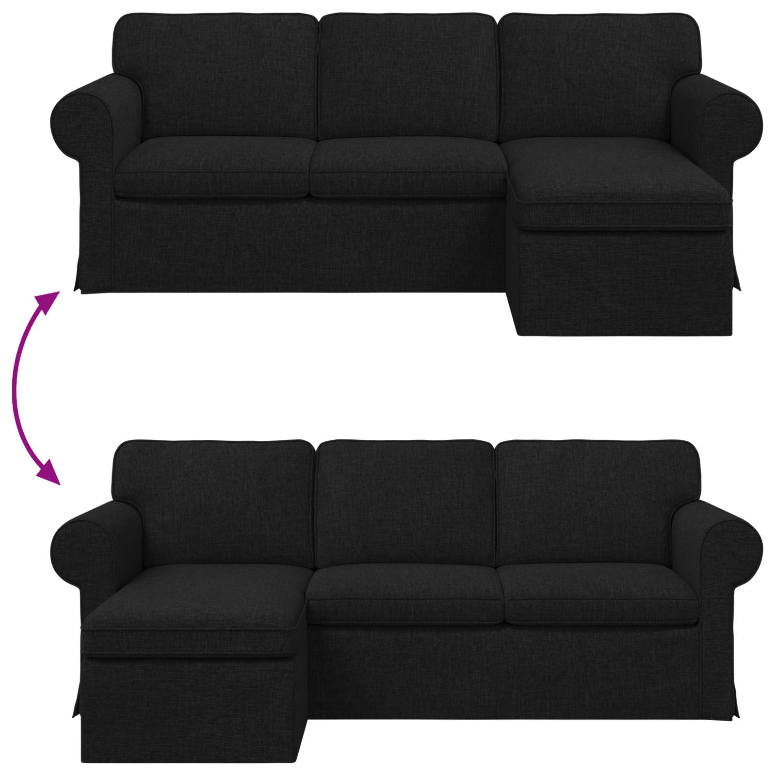 Bank Zwart 215 x 138 x 80 cm Metaal