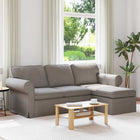 Bank taupe 215x138x80 cm stof