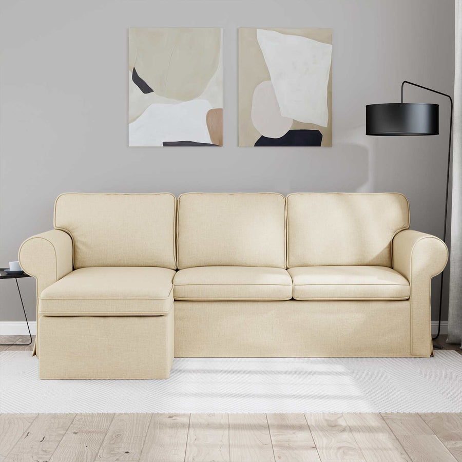 Bank Crème 215 x 138 x 80 cm Metaal