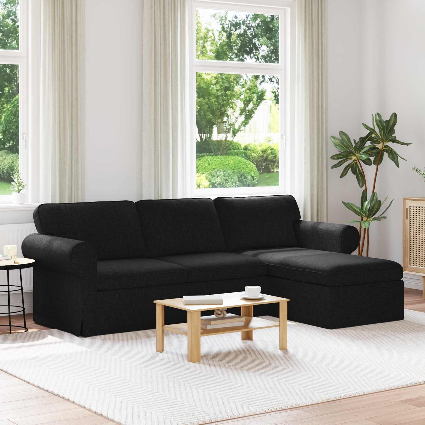 Bank Zwart 215 x 138 x 80 cm Metaal