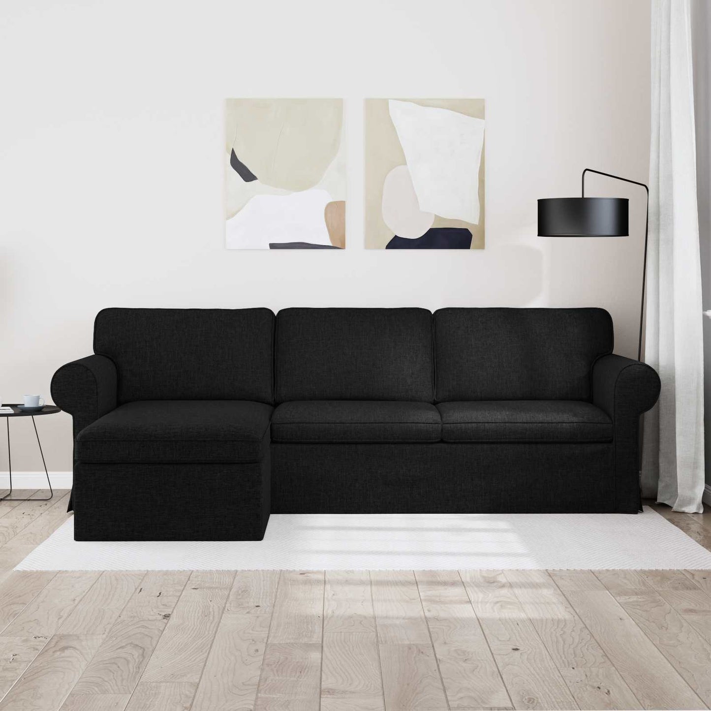 Bank Zwart 215 x 138 x 80 cm Metaal