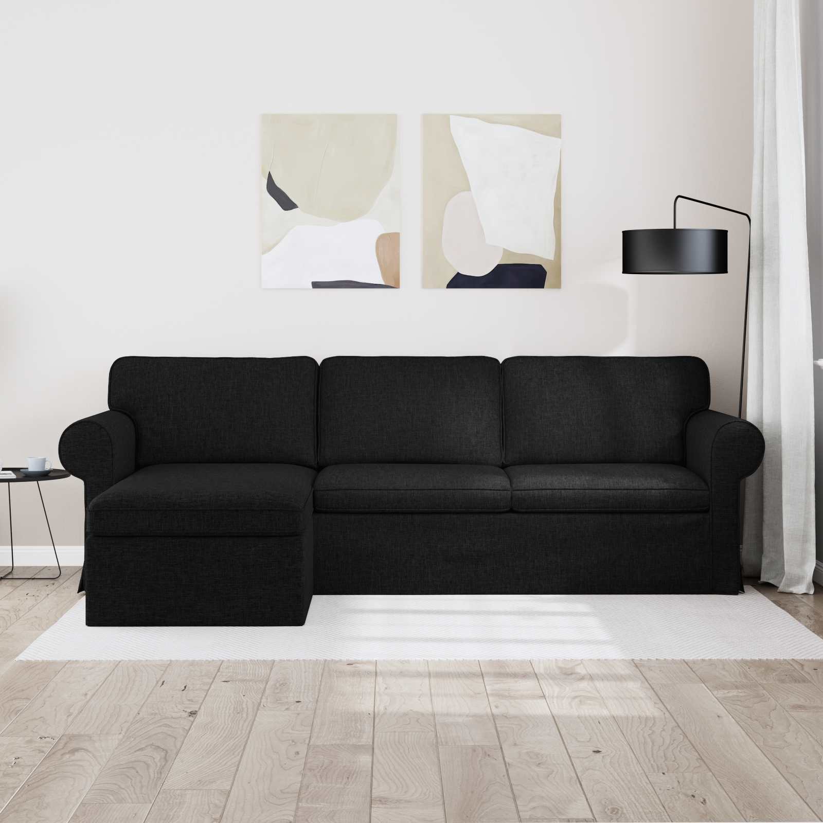 Bank Zwart 215 x 138 x 80 cm Metaal