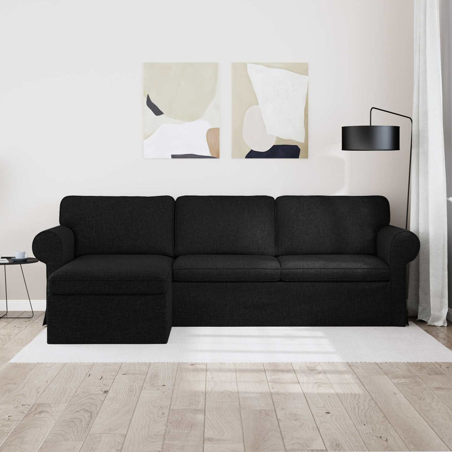 Bank Zwart 215 x 138 x 80 cm Metaal