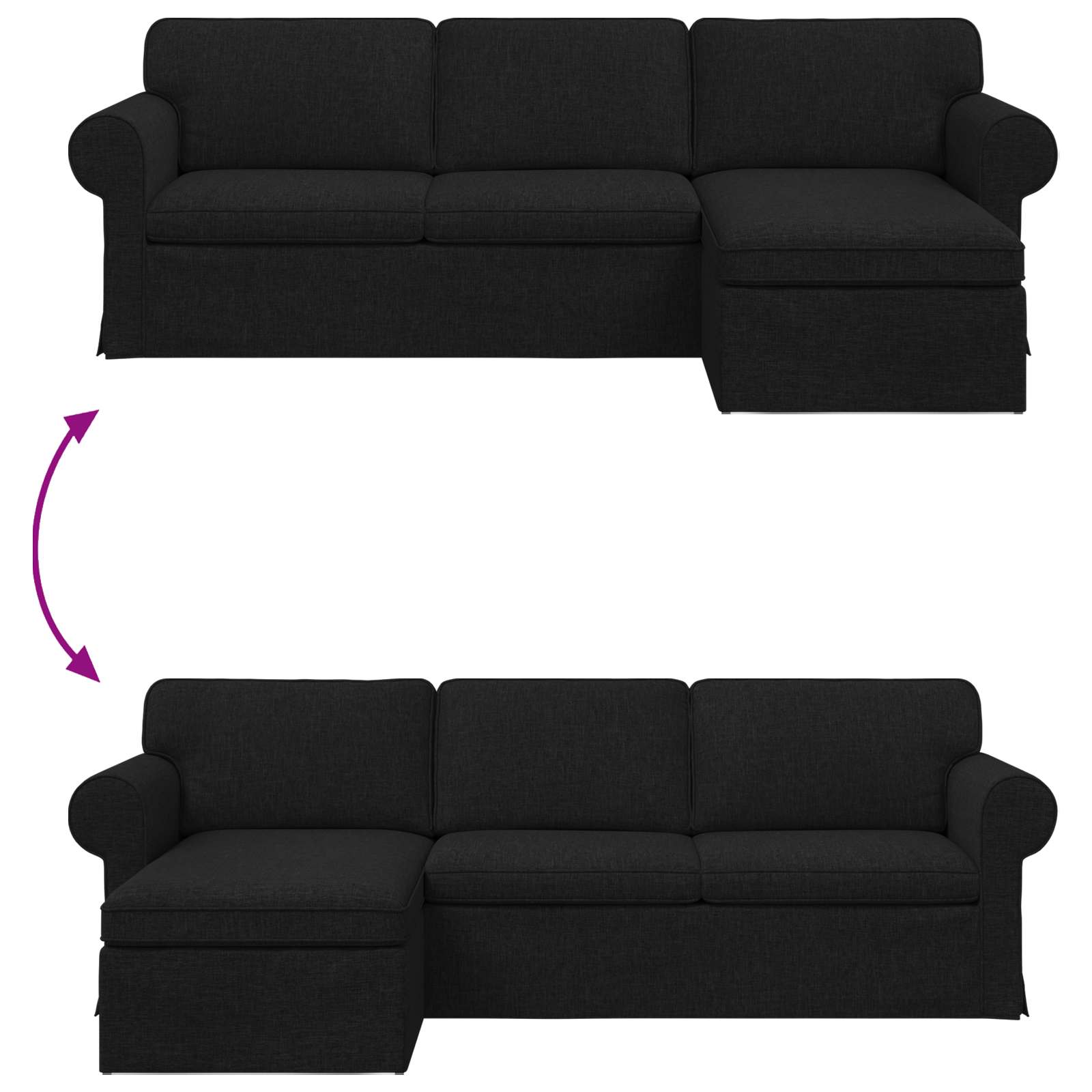 Bank Zwart 215 x 138 x 80 cm Metaal