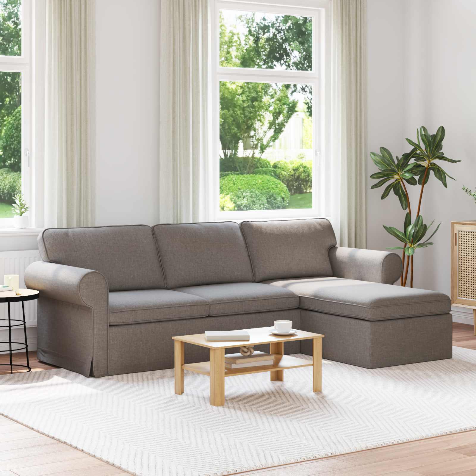 Bank Taupe 215 x 138 x 80 cm Metaal