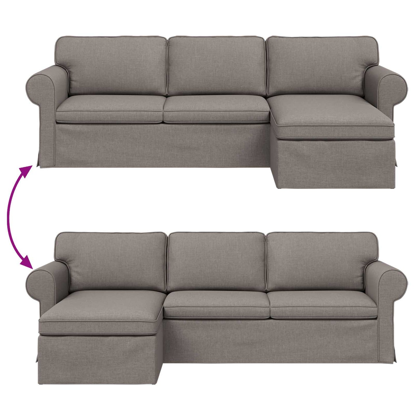Bank Taupe 215 x 138 x 80 cm Metaal
