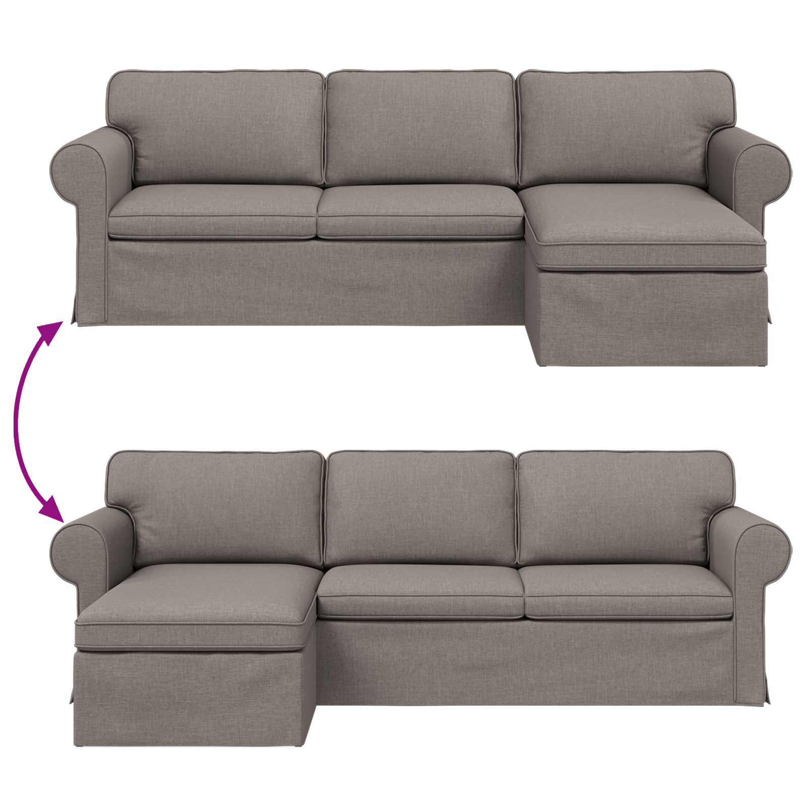 Bank Taupe 215 x 138 x 80 cm Metaal