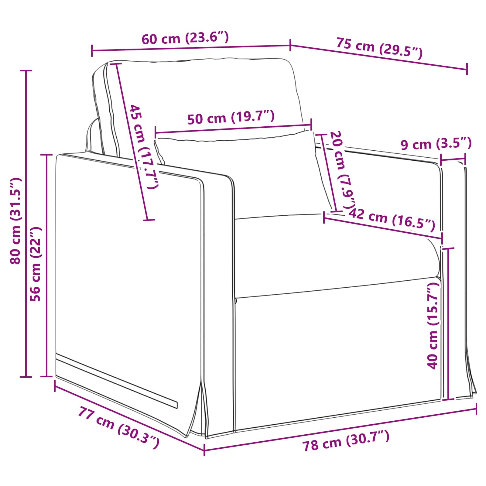 Bank Donkergrijs 78 x 78 x 80 cm Metaal