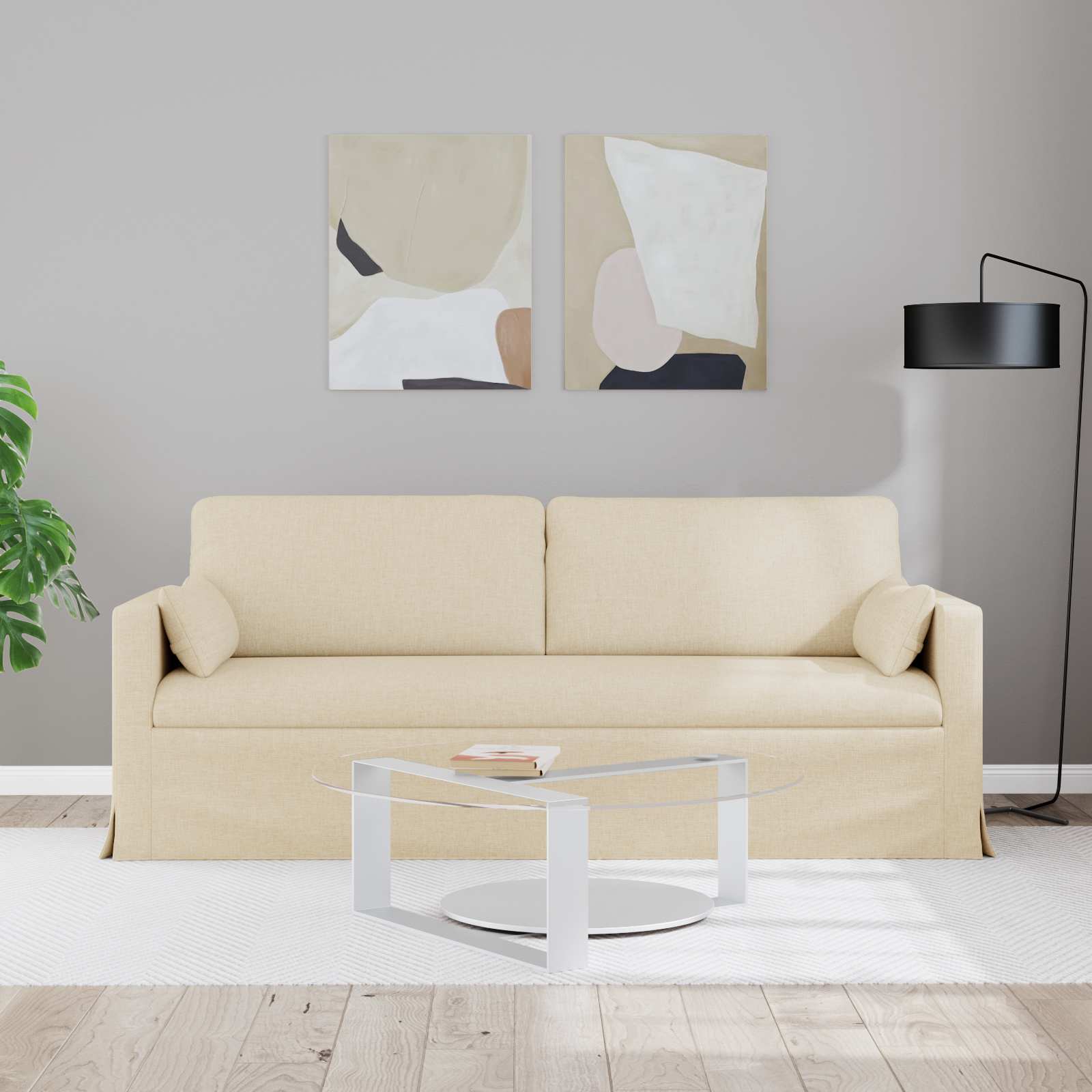 Bank Crème 198 x 78 x 80 cm Metaal