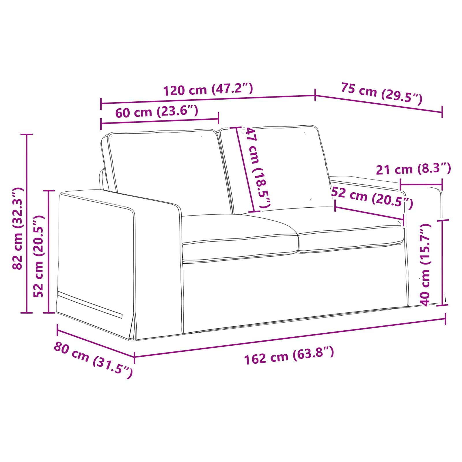 Bank Donkergrijs 162 x 80 x 82 cm Metaal