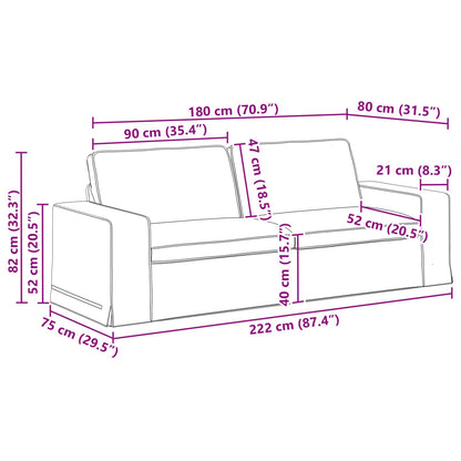 Bank Zwart 222 x 80 x 82 cm Metaal