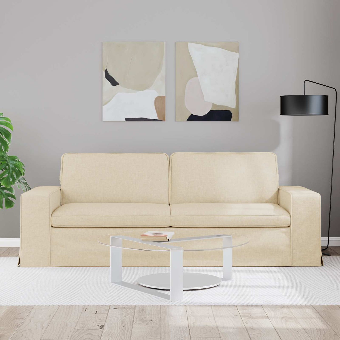 Bank Crème 222 x 80 x 82 cm Metaal