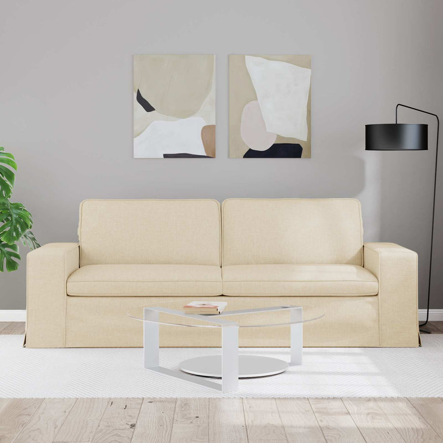 Bank Crème 222 x 80 x 82 cm Metaal