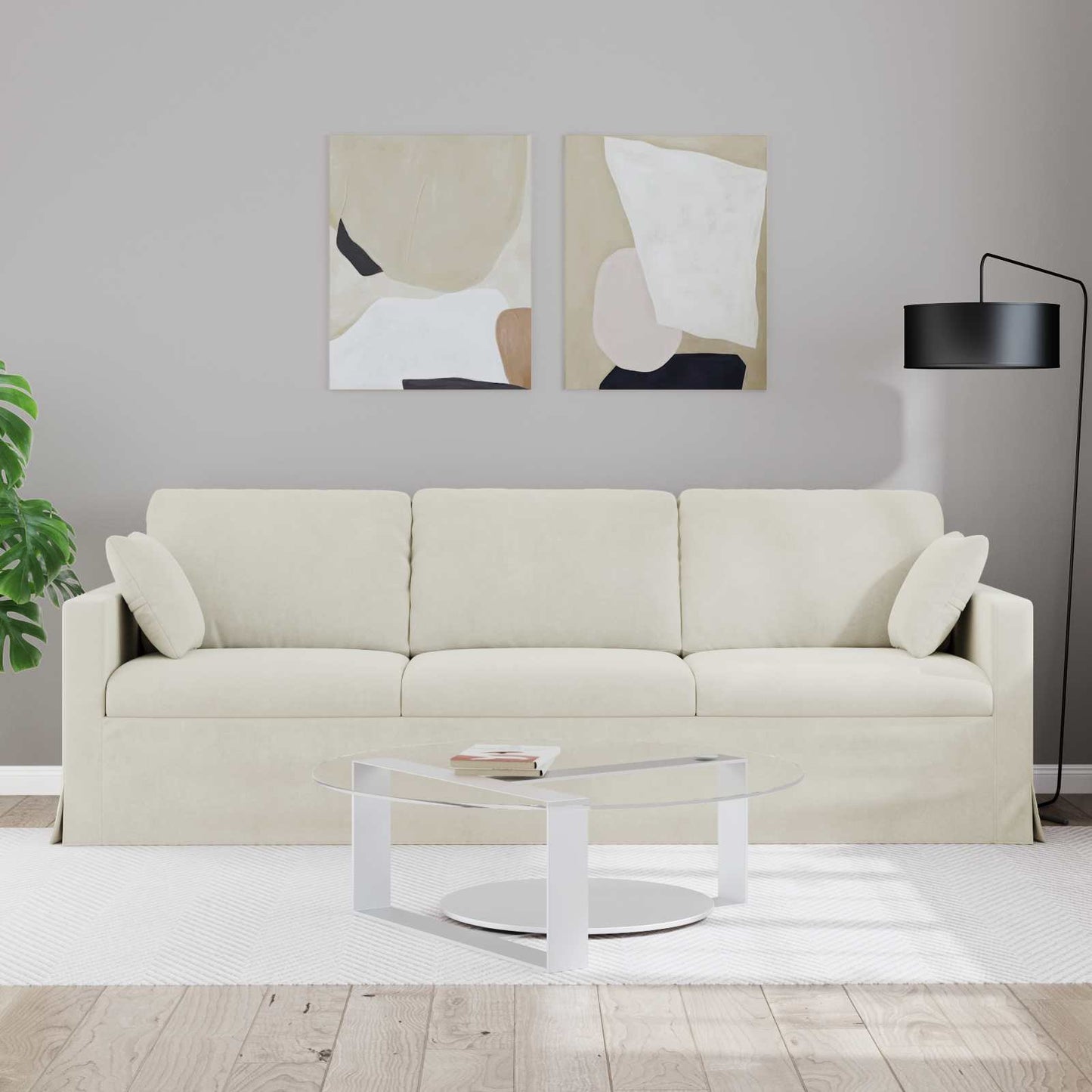 Bank Crème 228 x 78 x 80 cm Fluweel