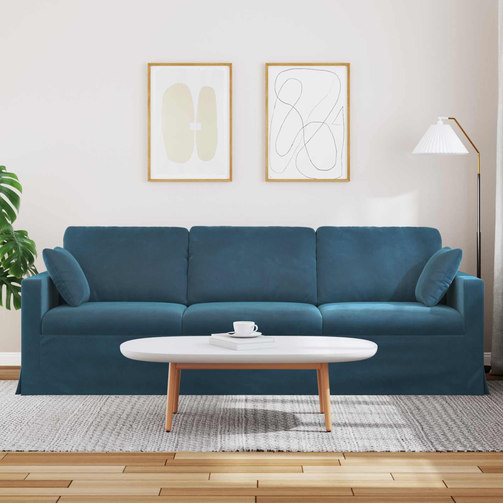 Bank Blauw 228 x 78 x 80 cm Fluweel