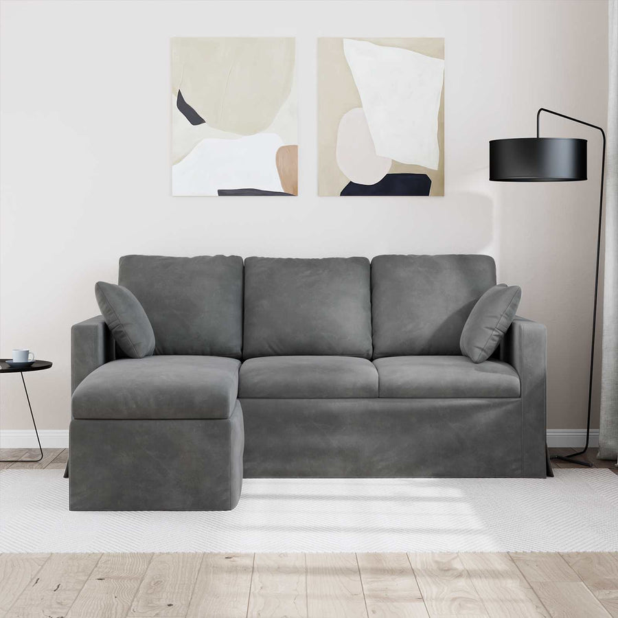 Bank Donkergrijs 198 x 134 x 80 cm Fluweel